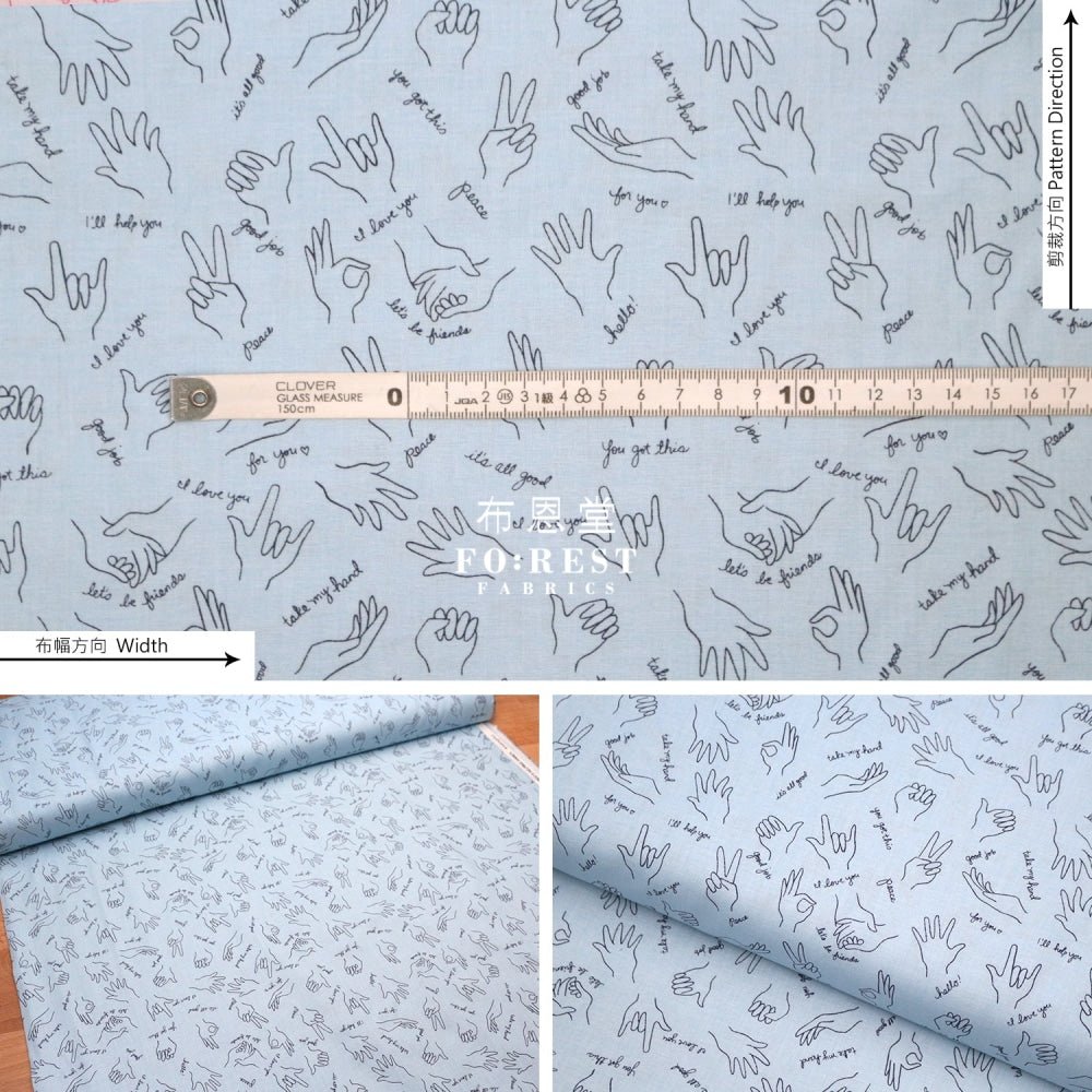 cotton - Wonderful World Helping Hands fabric Blue - FO:REST Fabric 布恩堂Liberty fabrictana lawnjapanese fabricykk zipper