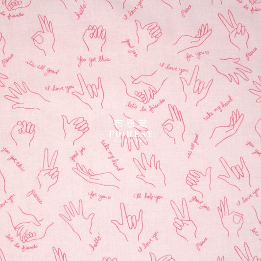Cotton - Wonderful World Helping Hands Fabric Pink