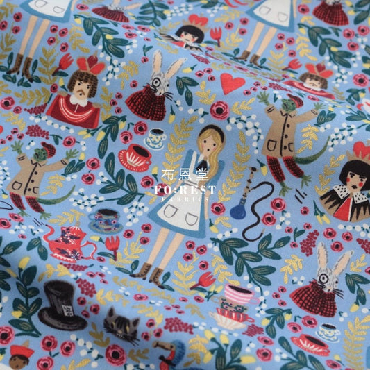 cotton - Wonderland ALICE fabric BLUE - FO:REST Fabric 布恩堂Liberty fabric#tana lawn#japanese fabric#ykk zipper#