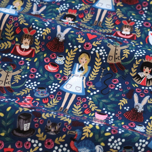Cotton - Wonderland Alice Fabric Navy