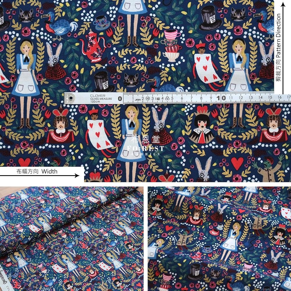 cotton - Wonderland ALICE fabric NAVY - FO:REST Fabric 布恩堂Liberty fabrictana lawnjapanese fabricykk zipper
