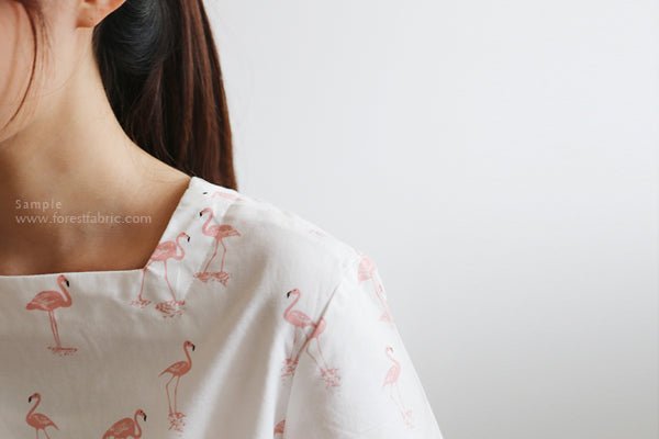 Dailylike - cotton - Calm flamingo Fabric - FO:REST Fabric 布恩堂Liberty fabrictana lawnjapanese fabricykk zipper