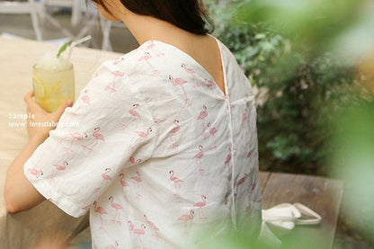 Dailylike Linen - Flamingo fabric - FO:REST Fabric 布恩堂Liberty fabrictana lawnjapanese fabricykk zipper