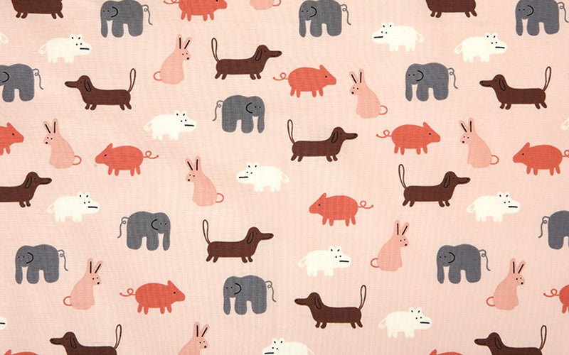 Dailylike - Organic cotton - Yaar animal fabric Pink - FO:REST Fabric 布恩堂Liberty fabrictana lawnjapanese fabricykk zipper