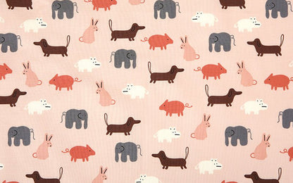 Dailylike - Organic cotton - Yaar animal fabric Pink - FO:REST Fabric 布恩堂Liberty fabrictana lawnjapanese fabricykk zipper