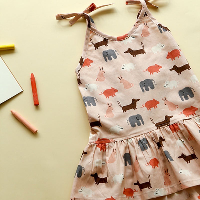 Dailylike - Organic cotton - Yaar animal fabric Pink - FO:REST Fabric 布恩堂Liberty fabrictana lawnjapanese fabricykk zipper