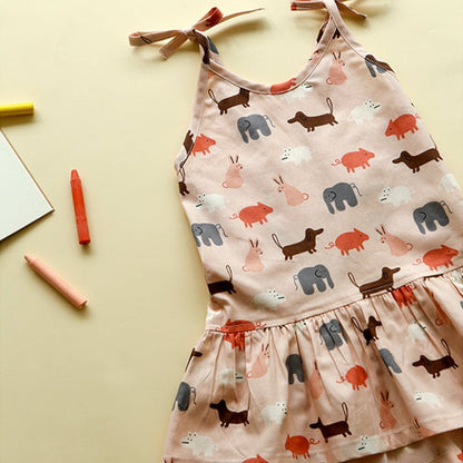 Dailylike - Organic cotton - Yaar animal fabric Pink - FO:REST Fabric 布恩堂Liberty fabrictana lawnjapanese fabricykk zipper
