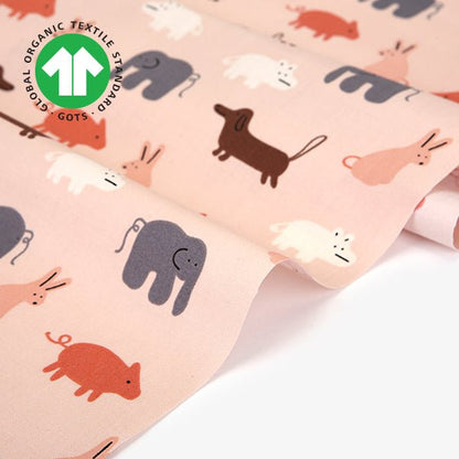 Dailylike - Organic cotton - Yaar animal fabric Pink - FO:REST Fabric 布恩堂Liberty fabrictana lawnjapanese fabricykk zipper