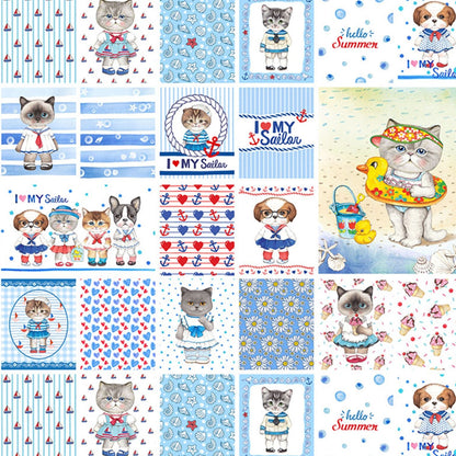 DIY PRECUT - Summer Cats (90X110cm) - FO:REST Fabric 布恩堂Liberty fabrictana lawnjapanese fabricykk zipper