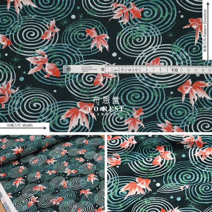 dobby - Goldfish fabric Green - FO:REST Fabric 布恩堂Liberty fabrictana lawnjapanese fabricykk zipper