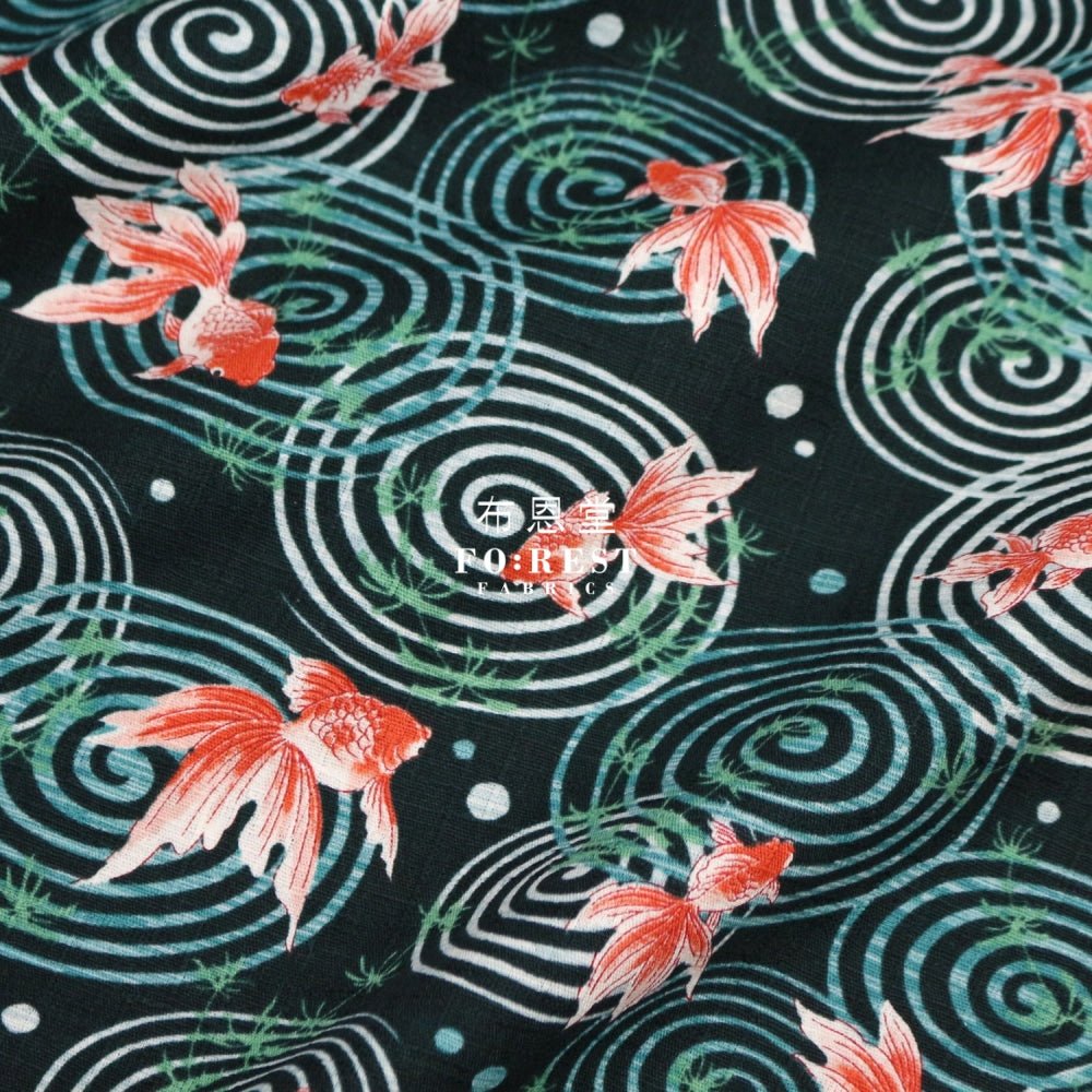 dobby - Goldfish fabric Green - FO:REST Fabric 布恩堂Liberty fabrictana lawnjapanese fabricykk zipper