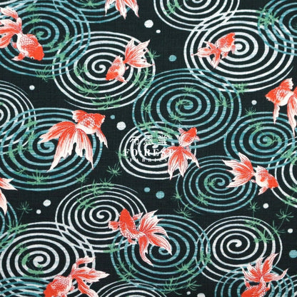 dobby - Goldfish fabric Green - FO:REST Fabric 布恩堂Liberty fabrictana lawnjapanese fabricykk zipper