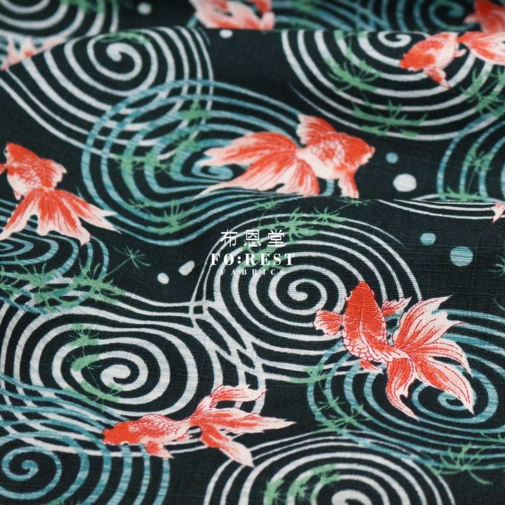 dobby - Goldfish fabric Green - FO:REST Fabric 布恩堂Liberty fabrictana lawnjapanese fabricykk zipper