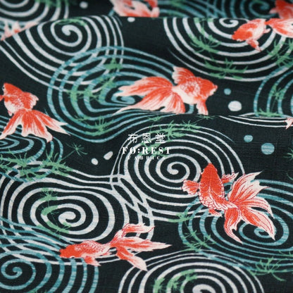 dobby - Goldfish fabric Green - FO:REST Fabric 布恩堂Liberty fabrictana lawnjapanese fabricykk zipper