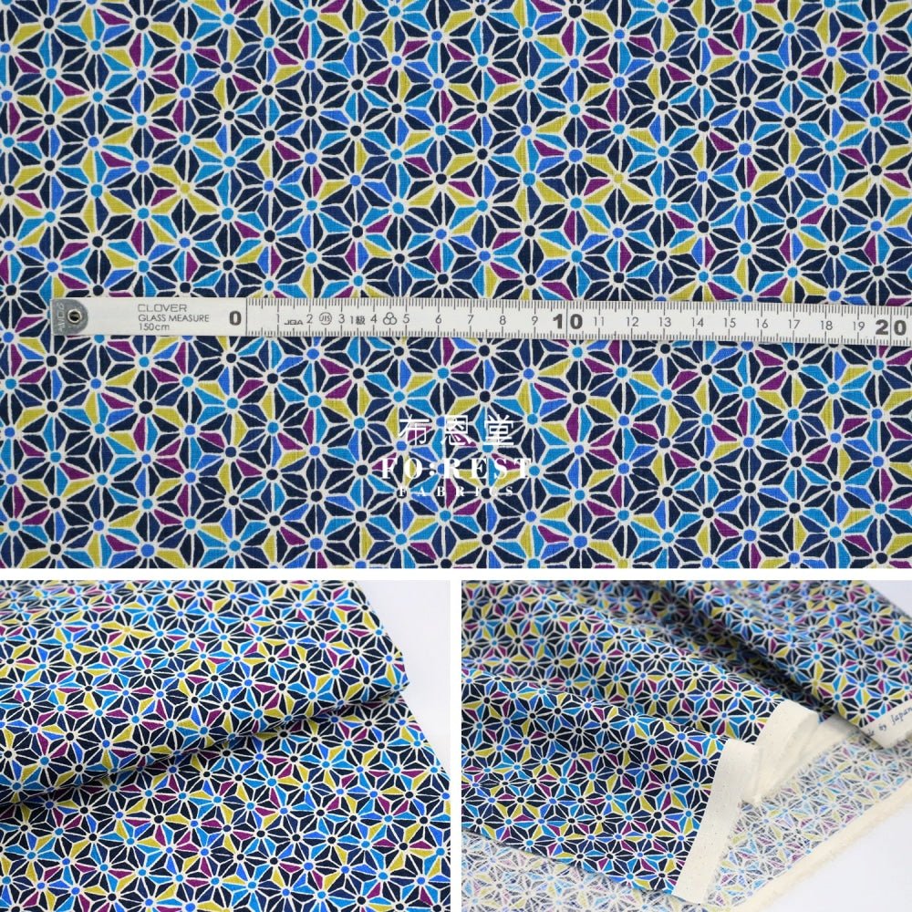 dobby - Japanese asanoha style fabric Black - FO:REST Fabric 布恩堂Liberty fabrictana lawnjapanese fabricykk zipper