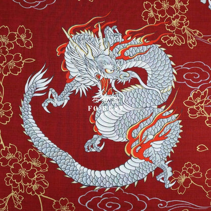 dobby - Japanese Dragon fabric RED - FO:REST Fabric 布恩堂Liberty fabrictana lawnjapanese fabricykk zipper