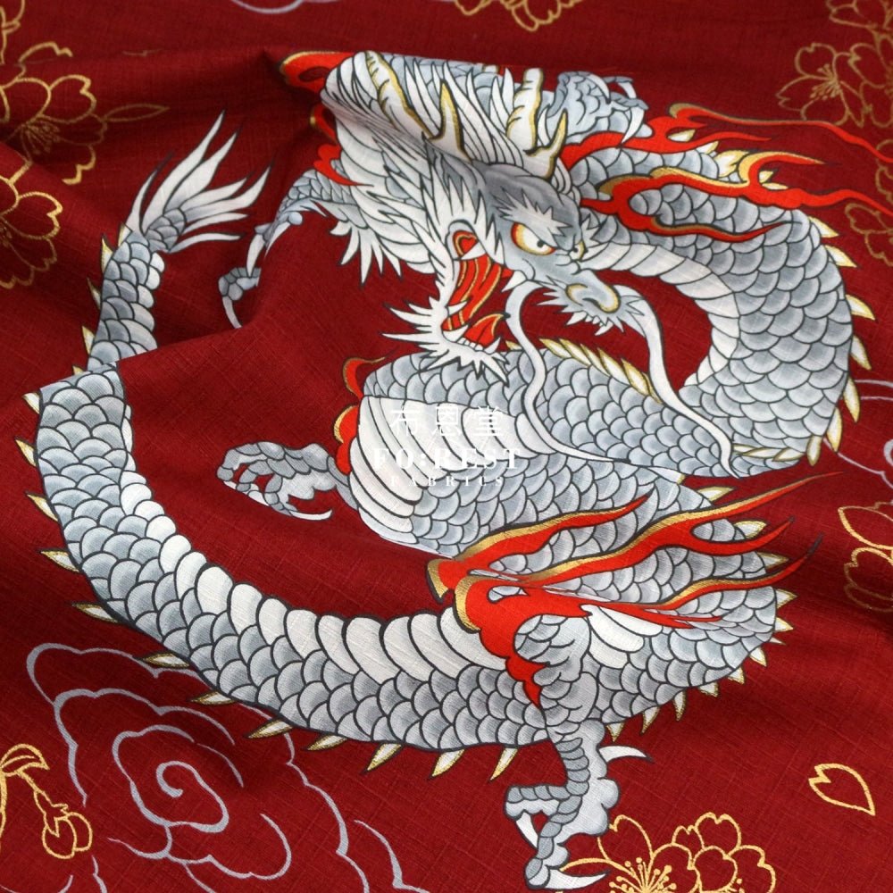 dobby - Japanese Dragon fabric RED - FO:REST Fabric 布恩堂Liberty fabrictana lawnjapanese fabricykk zipper