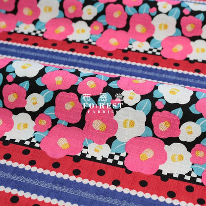 Dobby - Japanese Tsubaki Flower Fabric C Pink
