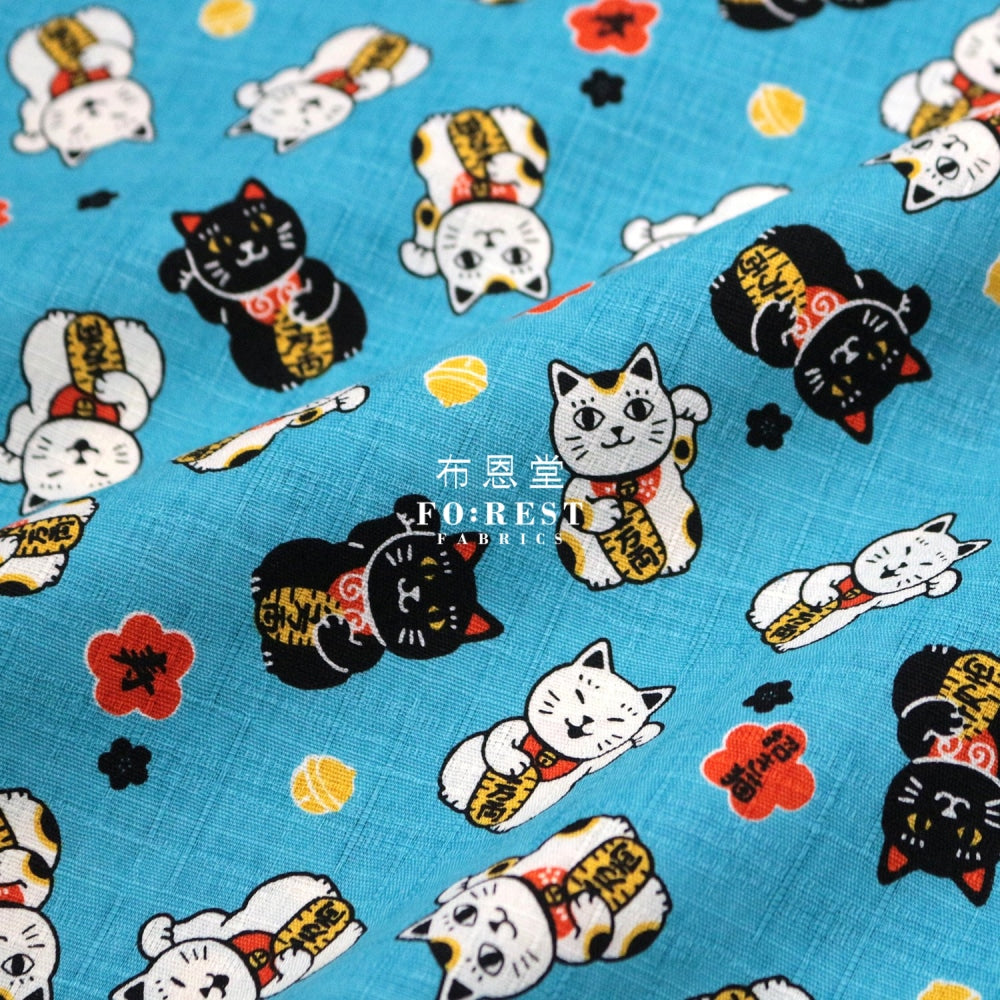 Dobby - Lucky Cats Fabric Sky