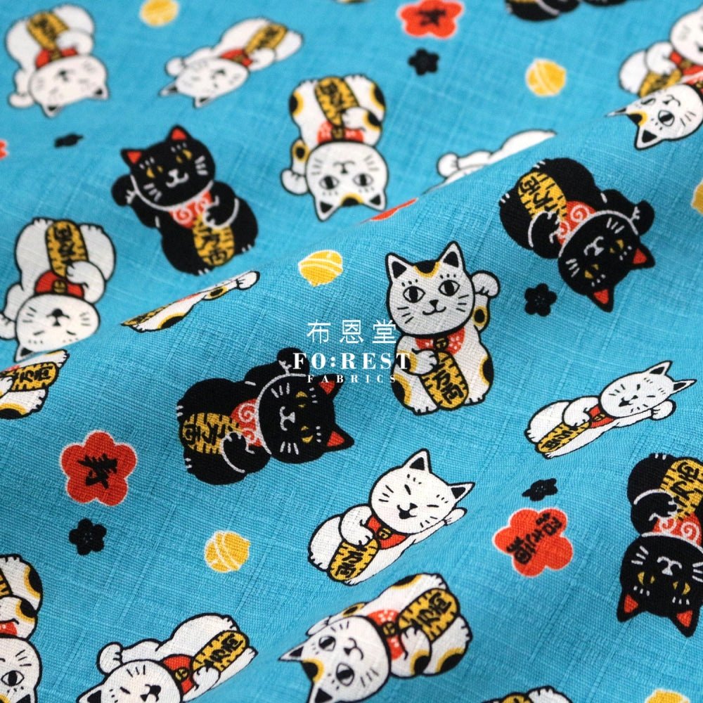 dobby - Lucky Cats fabric SKY - FO:REST Fabric 布恩堂Liberty fabrictana lawnjapanese fabricykk zipper