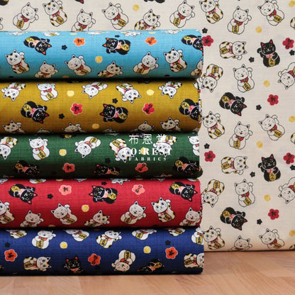 dobby - Lucky Cats fabric SKY - FO:REST Fabric 布恩堂Liberty fabrictana lawnjapanese fabricykk zipper