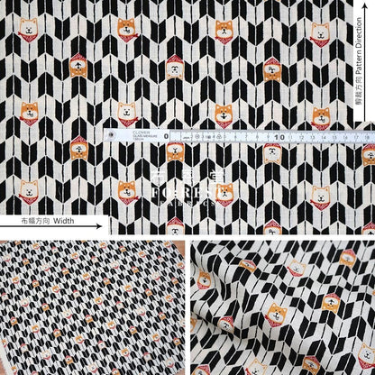 Dobby - Shiba inu fabric Black - FO:REST Fabric 布恩堂Liberty fabrictana lawnjapanese fabricykk zipper