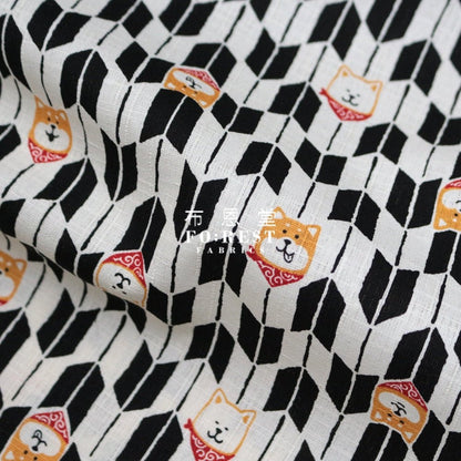 Dobby - Shiba inu fabric Black - FO:REST Fabric 布恩堂Liberty fabrictana lawnjapanese fabricykk zipper
