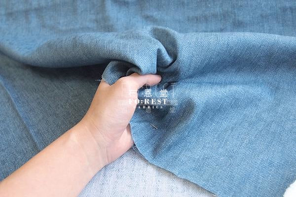 double gauze - faux denim fabric - forest-fabric