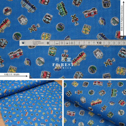 Double gauze - JR Train Car fabric Blue - FO:REST Fabric 布恩堂Liberty fabrictana lawnjapanese fabricykk zipper