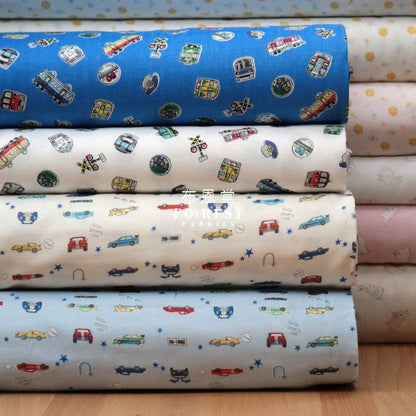 Double Gauze - Racing Cars Fabric White Double