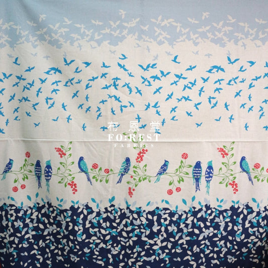 Echino - Cotton Linen Bird Song Navy