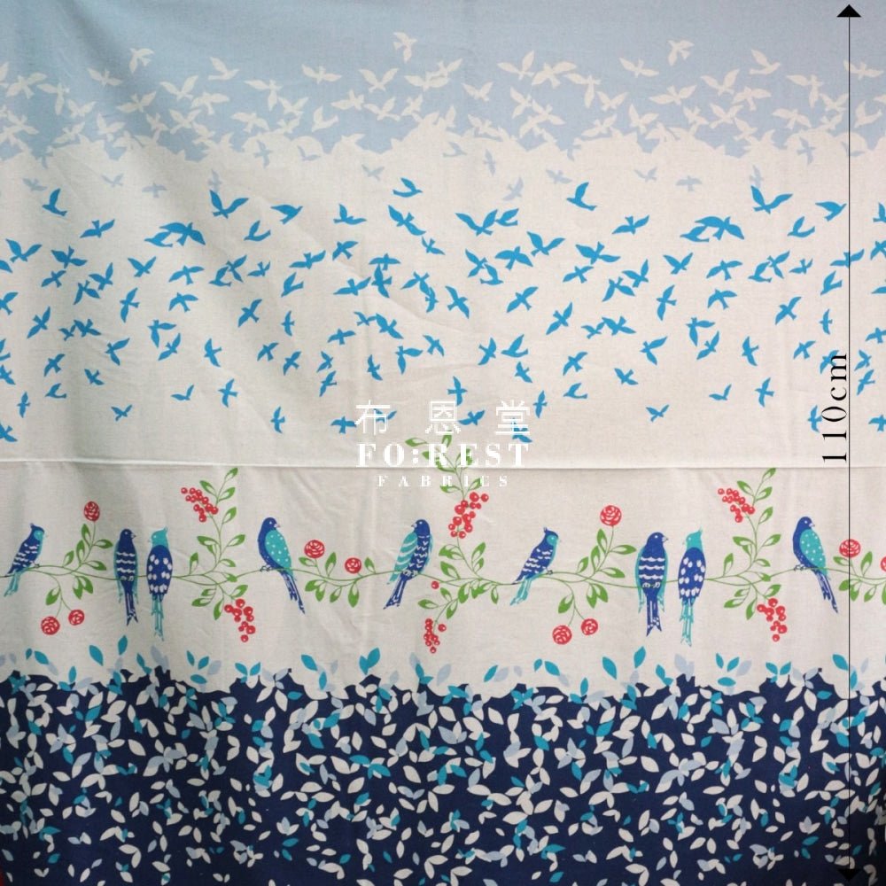 echino - cotton linen - Bird Song Navy - FO:REST Fabric 布恩堂Liberty fabrictana lawnjapanese fabricykk zipper