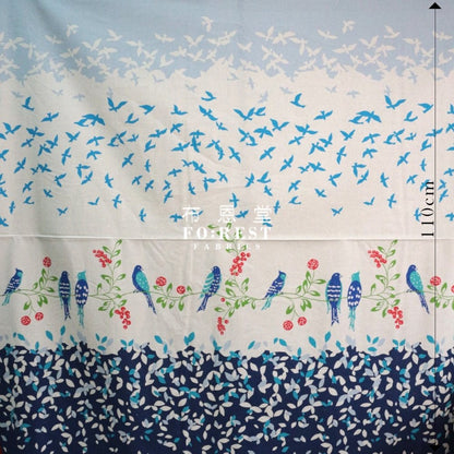 echino - cotton linen - Bird Song Navy - FO:REST Fabric 布恩堂Liberty fabrictana lawnjapanese fabricykk zipper
