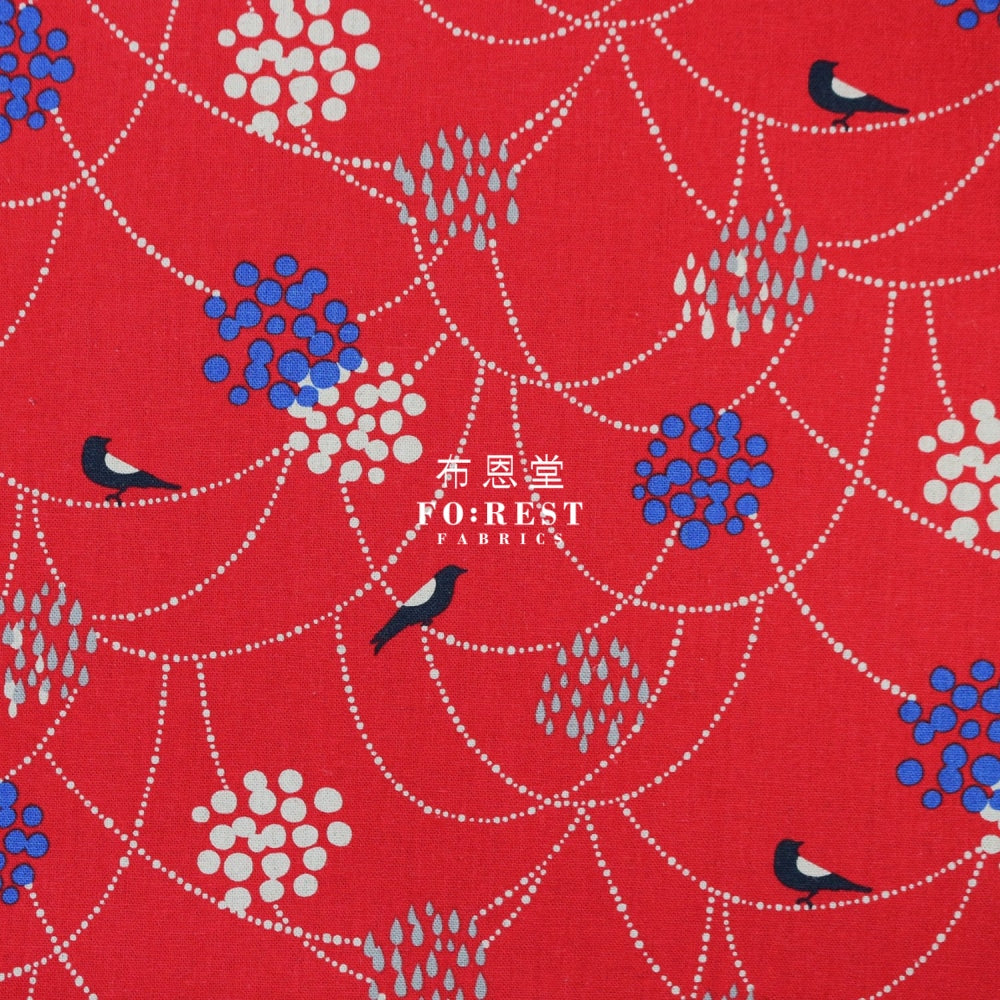 Echino - Cotton Linen Bird To Hang Red
