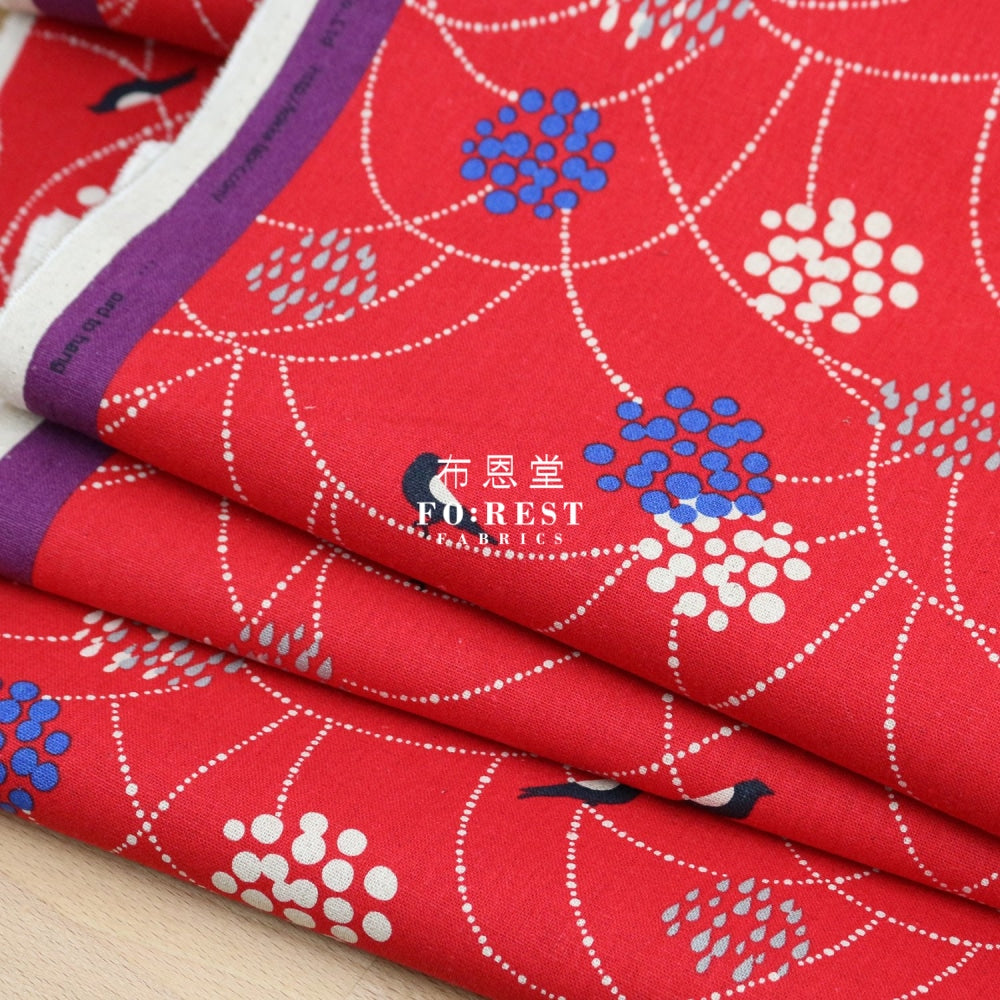 Echino - Cotton Linen Bird To Hang Red