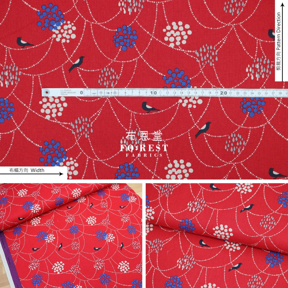 Echino - Cotton Linen Bird To Hang Red