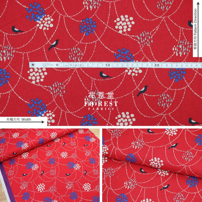 Echino - Cotton Linen Bird To Hang Red