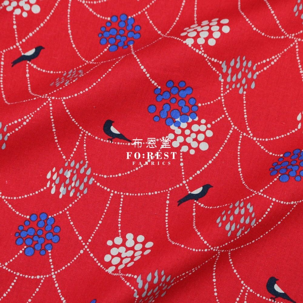 Echino - Cotton Linen Bird To Hang Red