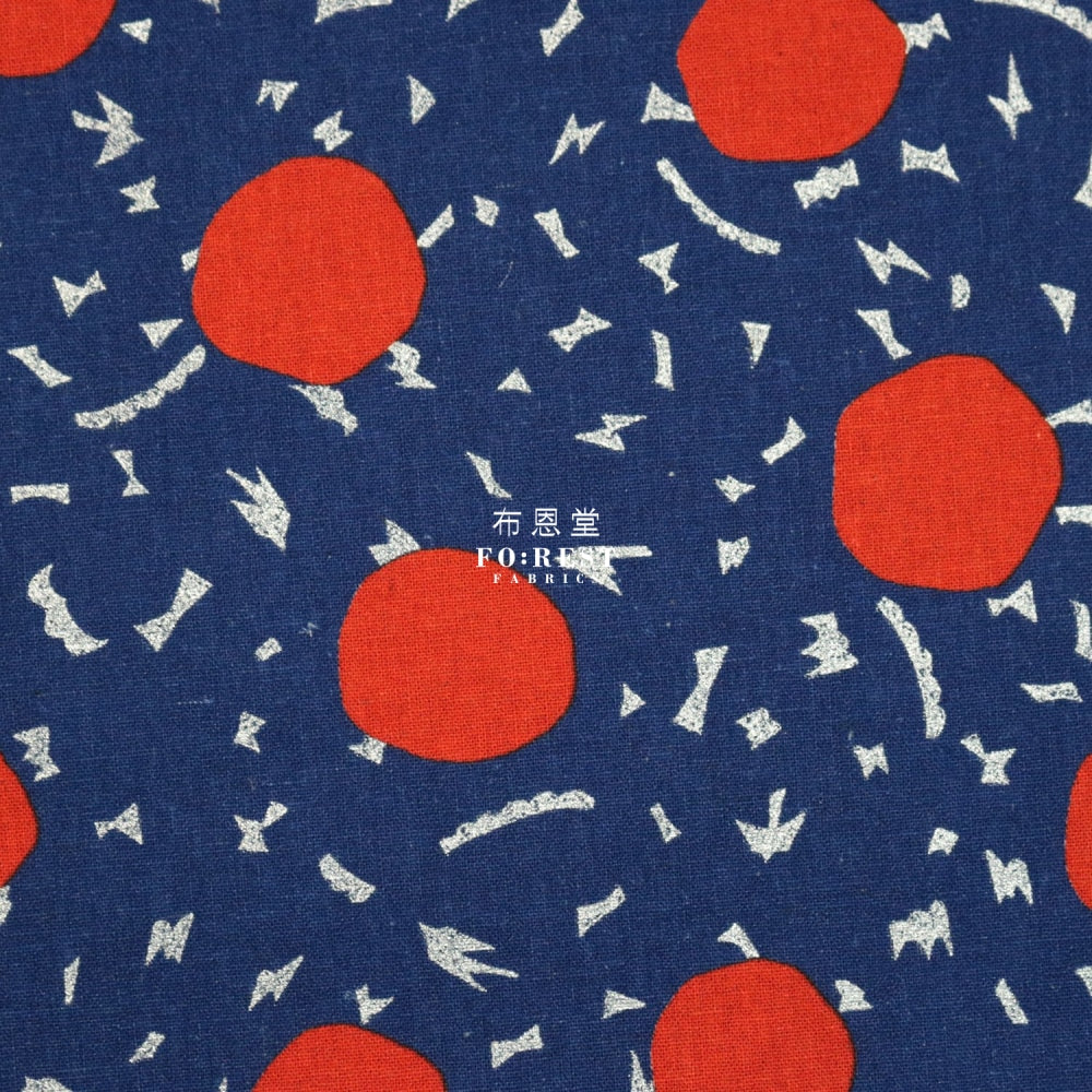 Echino - Cotton Linen Circle Blue