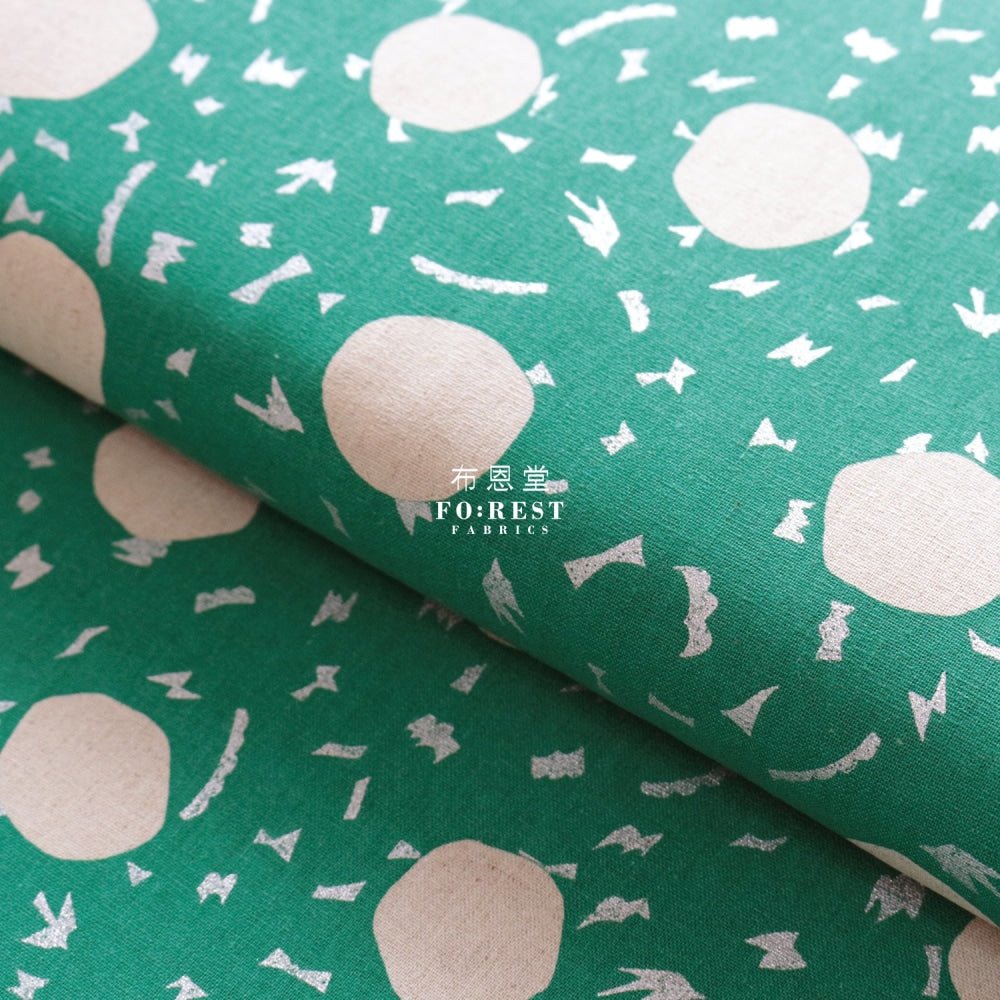 echino - cotton linen - Circle GREEN - FO:REST Fabric 布恩堂Liberty fabrictana lawnjapanese fabricykk zipper