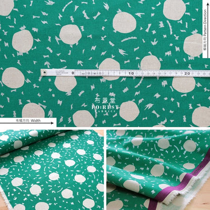 echino - cotton linen - Circle GREEN - FO:REST Fabric 布恩堂Liberty fabrictana lawnjapanese fabricykk zipper