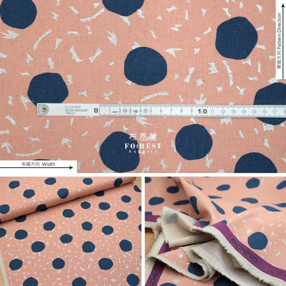Echino - Cotton Linen Circle Pink