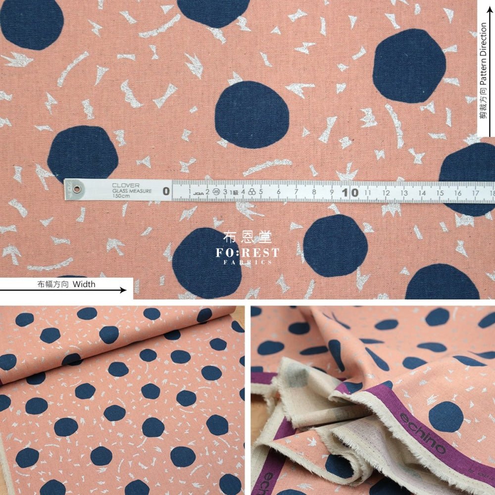 echino - cotton linen - Circle PINK - FO:REST Fabric 布恩堂Liberty fabrictana lawnjapanese fabricykk zipper