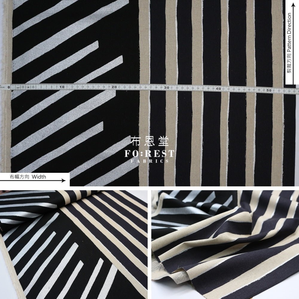 echino - cotton linen - Framework FLOW Black - FO:REST Fabric 布恩堂Liberty fabrictana lawnjapanese fabricykk zipper