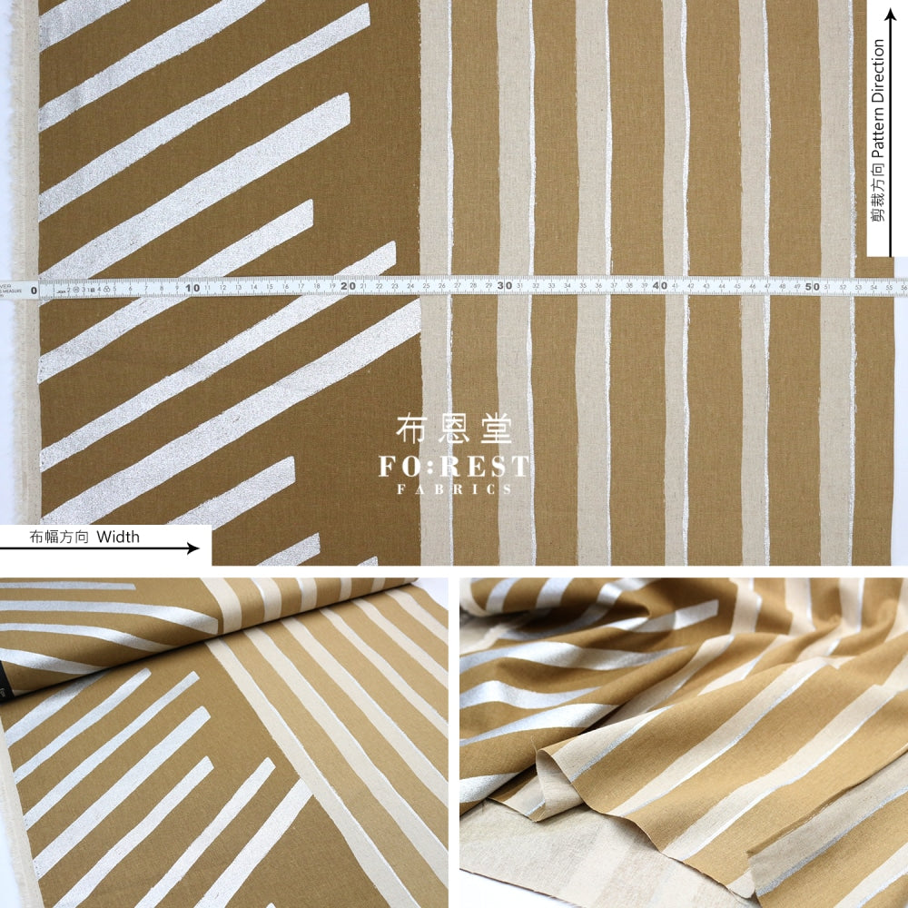 Echino - Cotton Linen Framework Flow Khaki Fabric