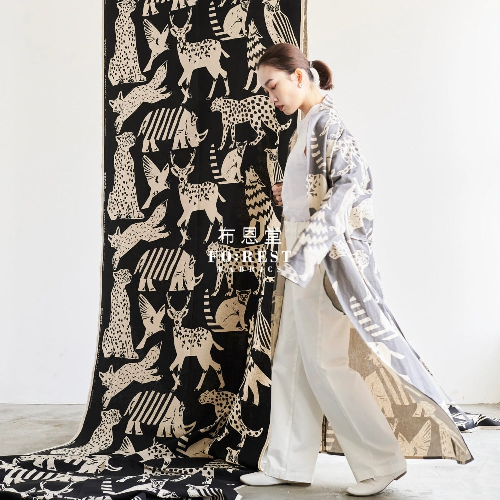 Echino - Cotton Linen Framework Live Gray Fabric