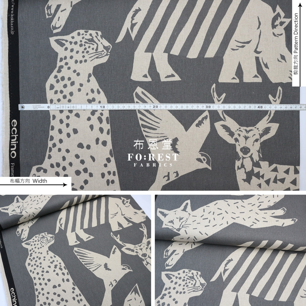Echino - Cotton Linen Framework Live Gray Fabric