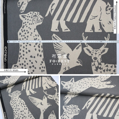 Echino - Cotton Linen Framework Live Gray Fabric