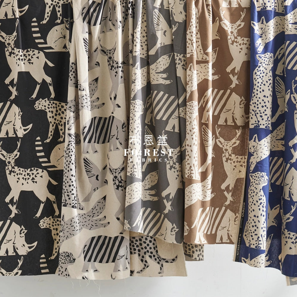 Echino - Cotton Linen Framework Live Khaki Fabric