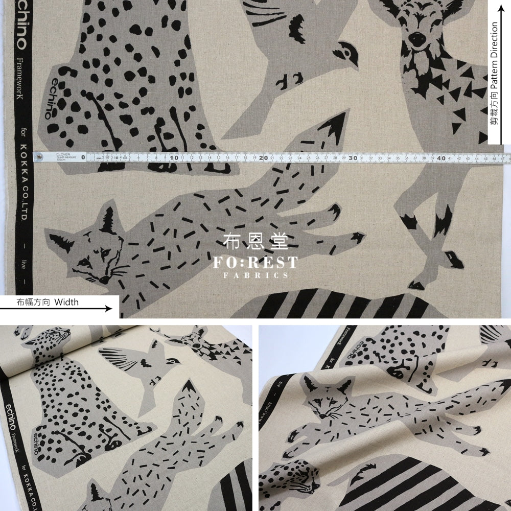 Echino - Cotton Linen Framework Live Natural Fabric